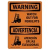 Signmission OSHA WARNING Sign, Watch Out For ForkliftsBilingual, 24in X 18in Aluminum, 18" W, 24" L, Landscape OS-WS-A-1824-L-12891